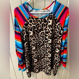 Southern Stitch boutique Women’s leopard / serape top - XL